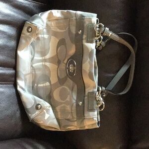 Coach Gray Shoulder Bag with Signature Monogram